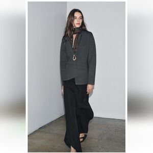 Zara Charcoal Blazer with Gold Accent